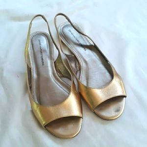 DVF Gold Slingback Sandals 8.5